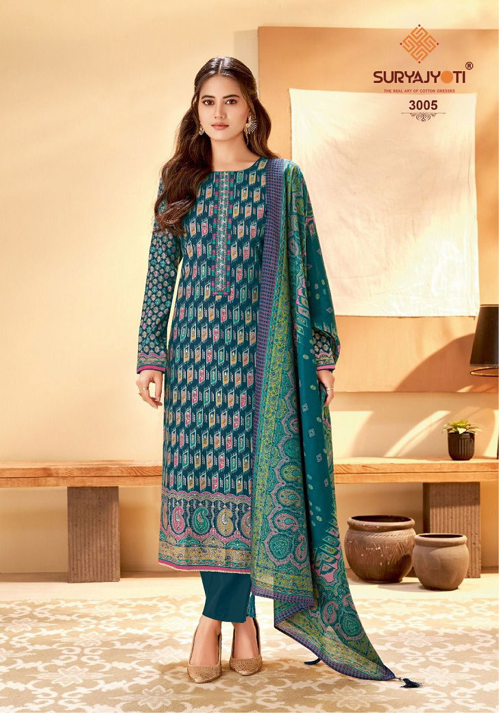 Pushpa Vol 3 By Suryajyoti Designer Printed Pure Modal Dress Material Wholesalers In Delhi